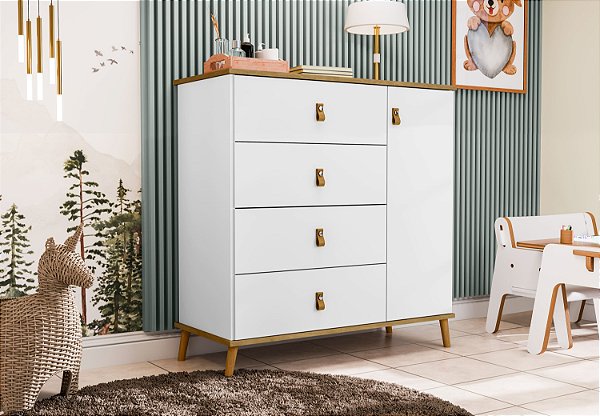 Comoda Sapateira Jujuba Em Mdf Branco / Nature