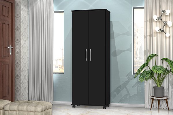 Multiuso Armário Arezzo Organizador 4 Prateleiras com Rodas - Preto