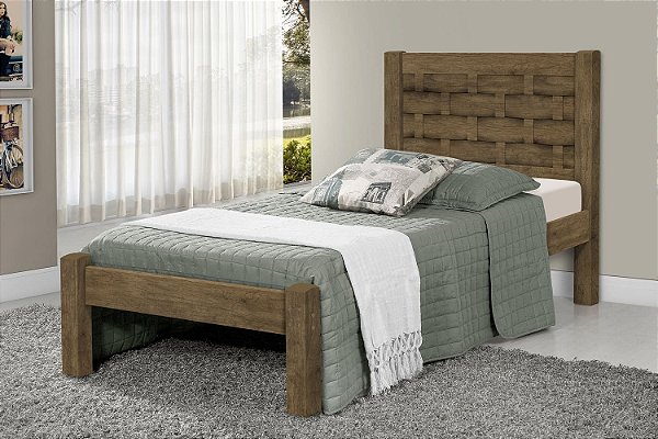 Cama Solteiro Laila 100% MDF - Jequitibá - JA Móveis