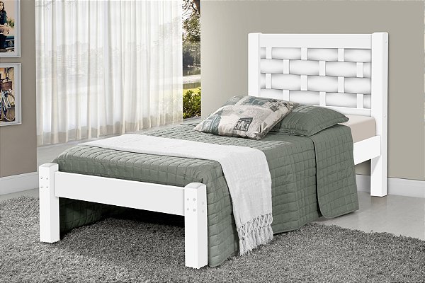 Cama Solteiro Laila 100% MDF Branca -  JA Móveis