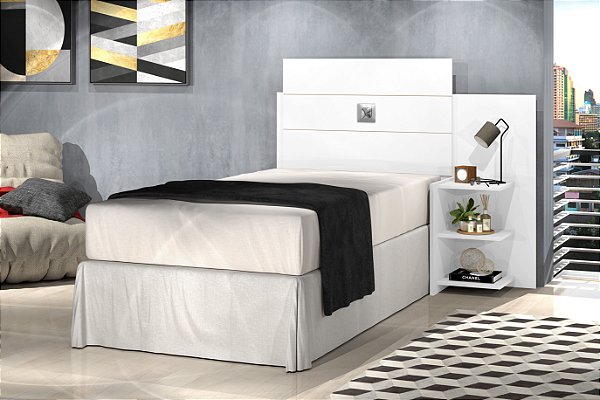 Cabeceira Box Solteiro Acapulco 0,90 - Branco - J&A Móveis
