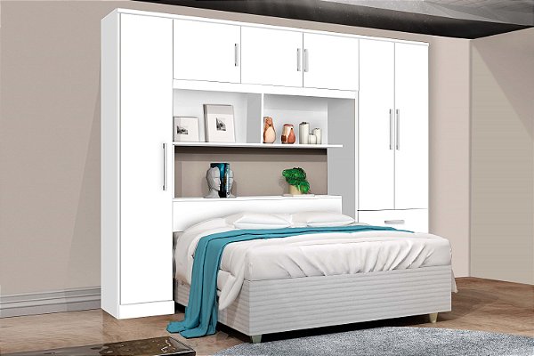 Guarda Roupa Casal com Cabeceira 6 Portas 3 Gavetas Top Cancun - Branco -  &A Móveis