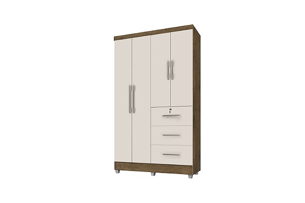 Roupeiro Tokio Com 4 Portas E 3 Gavetas - Jequitibá -  J&A Moveis