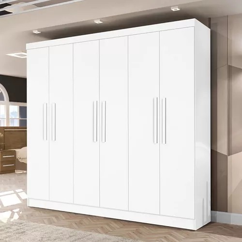 Guarda-roupa Casal Malibu 6 Portas 4 Gavetas Branco  - J&A Móveis