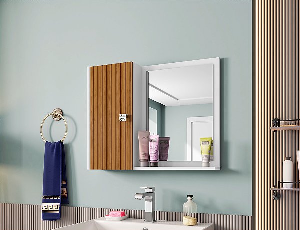 ESPELHEIRA E ARMARIO SUPERIOR GENOVA DESMONTADO BCO/NAT