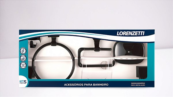 Kit Attic Quadra 5 Pçs ABS cor:PT ref 2000 F24 LORENZETTI