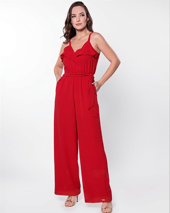 Macacão de alça vermelho medi modas