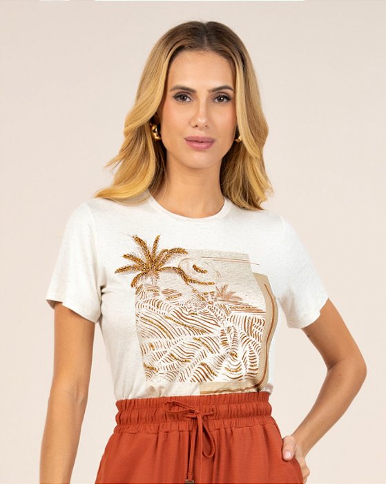T-shirt bordada a mão canulite miravest