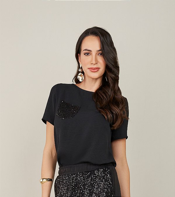Blusa bolso de paetê miravest