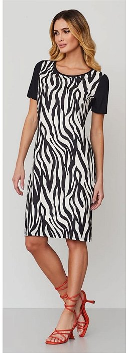 Vestido sedinha e malha nas costas com forro realist
