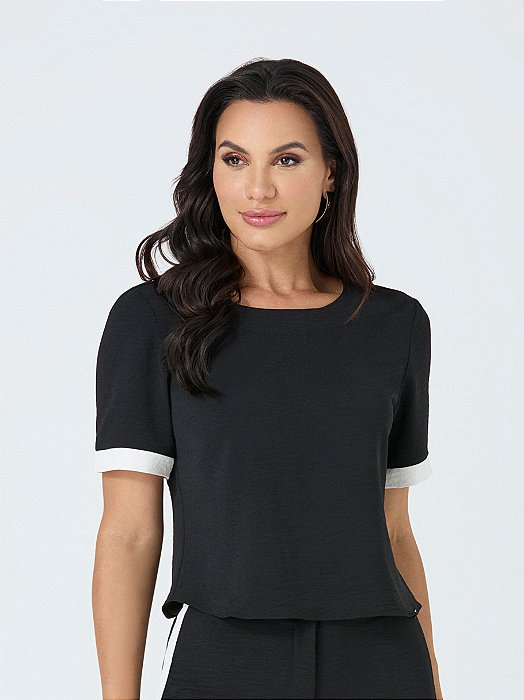 Blusa manga bicolor smel tecido