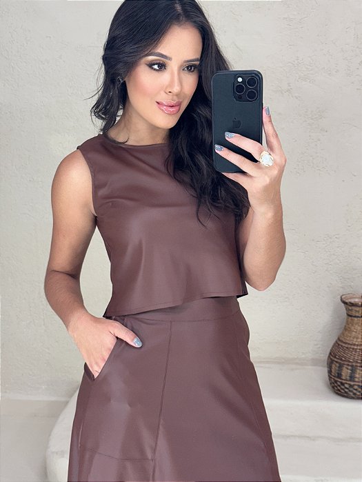 Blusa napa de couro natural basic