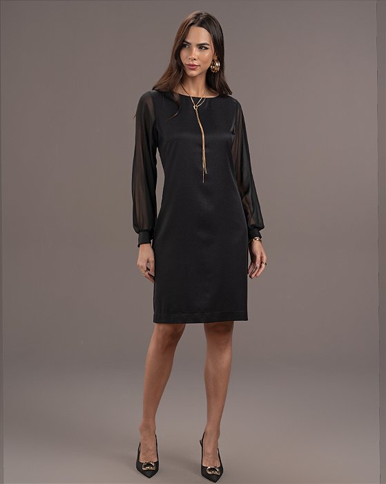 Vestido manga longa tule social mitavest