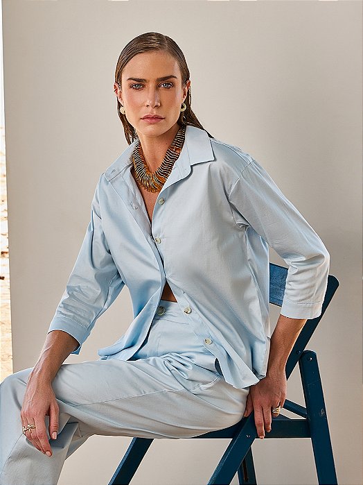 Camisa em tricoline de algodão com elastano realist concept