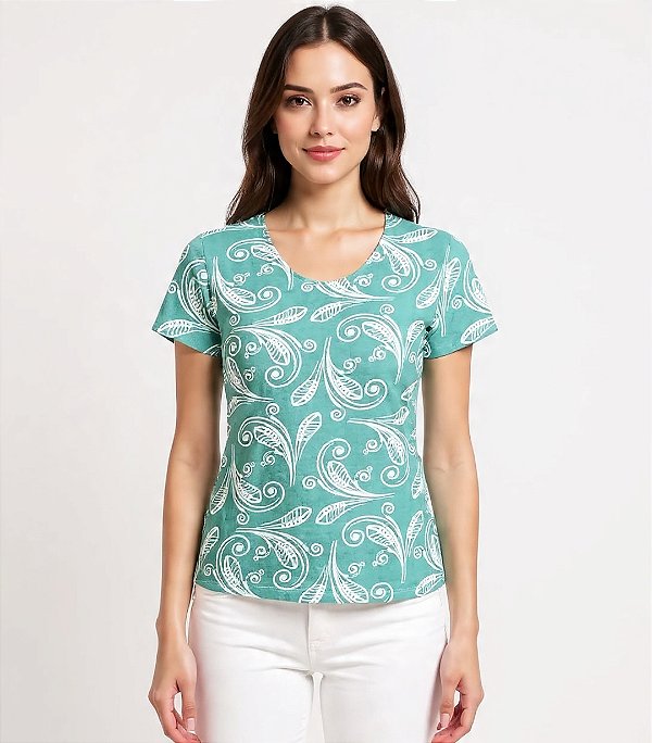 Blusa básica estampada new beleza