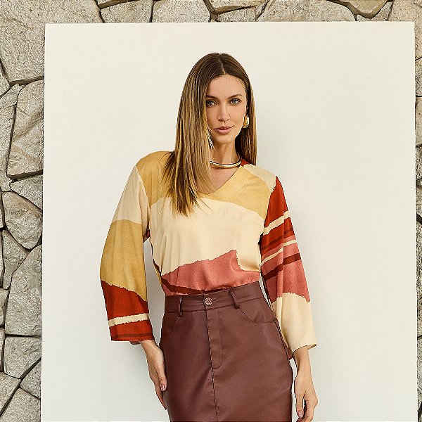 Blusa estampada de manga 7/8  Realist