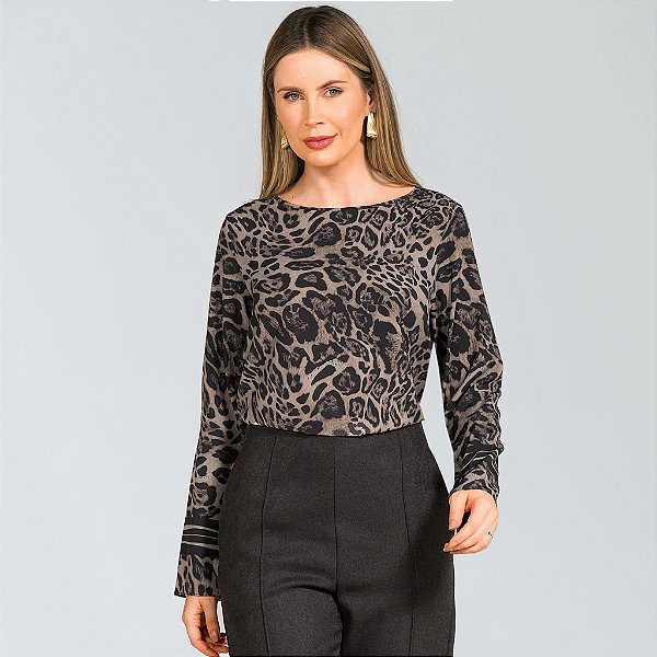 Blusa de onça plano fluido com elastano miravest