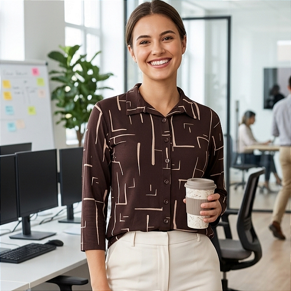 Camisa confortável social de malha estampadas