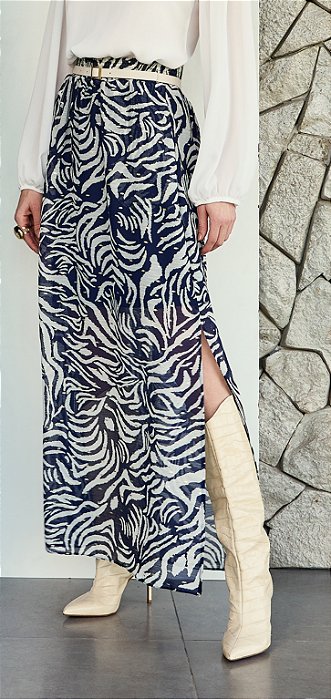 Saia em chiffon estampado com foil realist