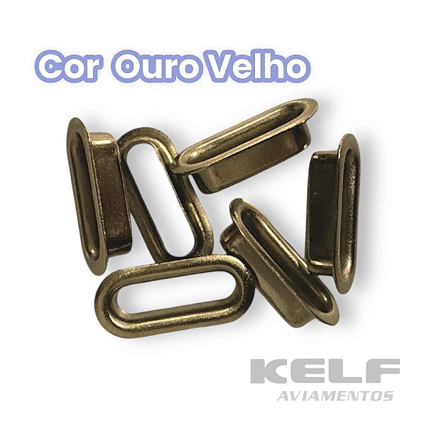 Ilhós Oval 17mm - Ouro Velho - 1.000pc