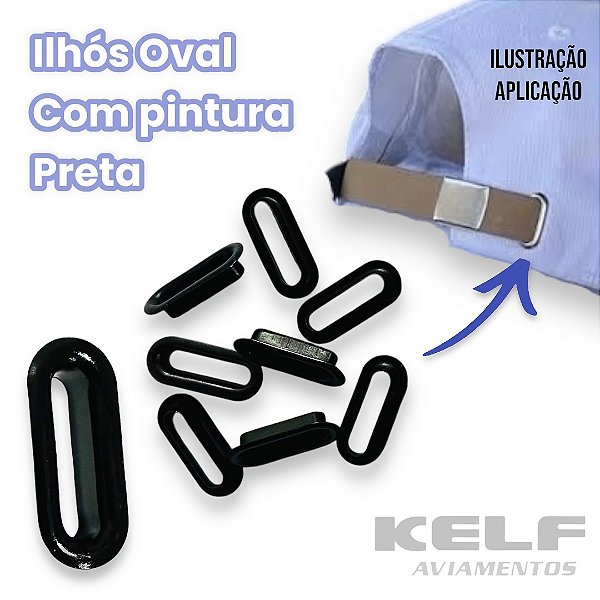 Ilhós Oval 20MM - Cor Preto 1.000un