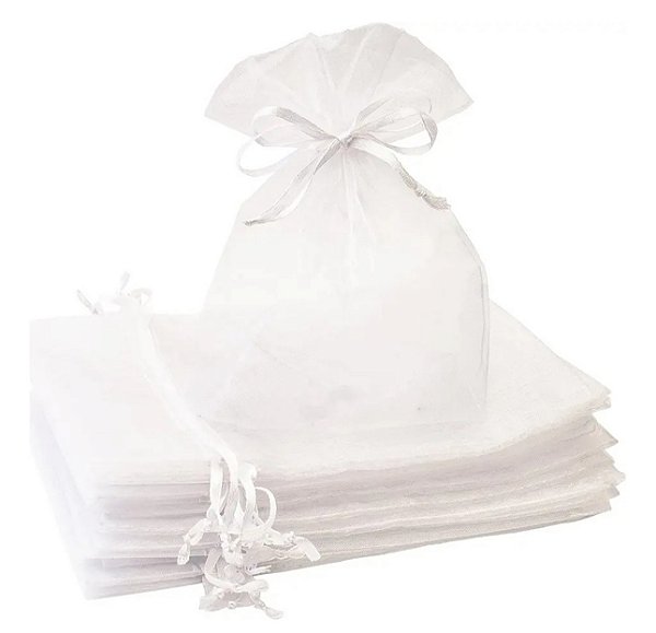Saco De Organza Branco 100Unid. Tamanho 12x30cm