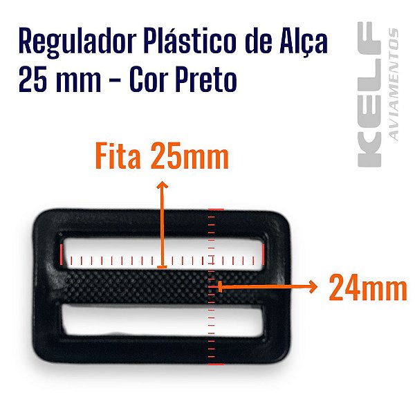 Regulador Plástico Alça 25mm P07A - Cor Preto 1000un