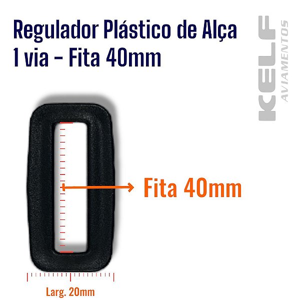 Regulador Plastico de alça 1 via para fita de 40mm - Cor Preto P07A 100un