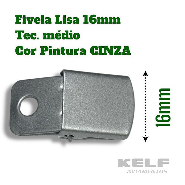 Fivela Lisa 16mm Tecido Médio - Pintura Cinza 1.000un P11A
