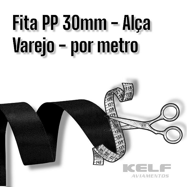 Fita PP 30mm - Cor Preto - Varejo por metro