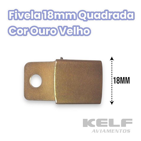 Fivela 18mm Lisa Quadrada - Cor Ouro Velho 1000un P10A