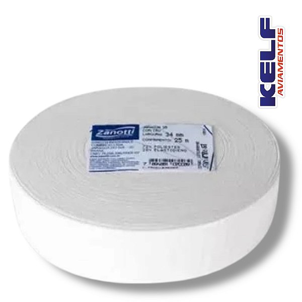 Elastico 35mm Liso Jaragua - Cor Cru 25mts Rolo