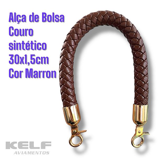 Alça de Bolsa em Couro Sintético 30x1.5cm Cor Marron 1un(un)