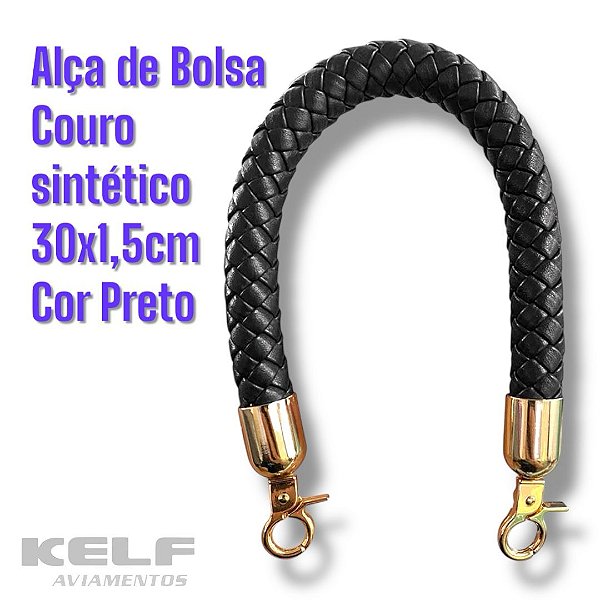 Alça de Bolsa em Couro Sintético 30x1.5cm Cor Preto1un(un)
