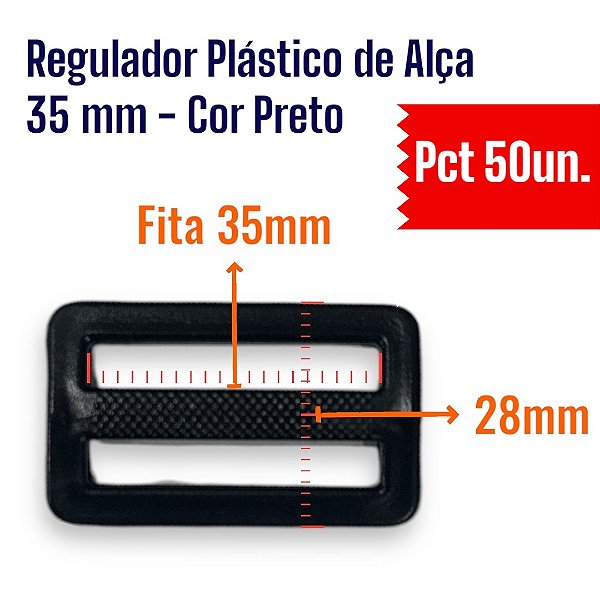 Regulador Plástico Alça 35mm P07A - Cor Preto 50un