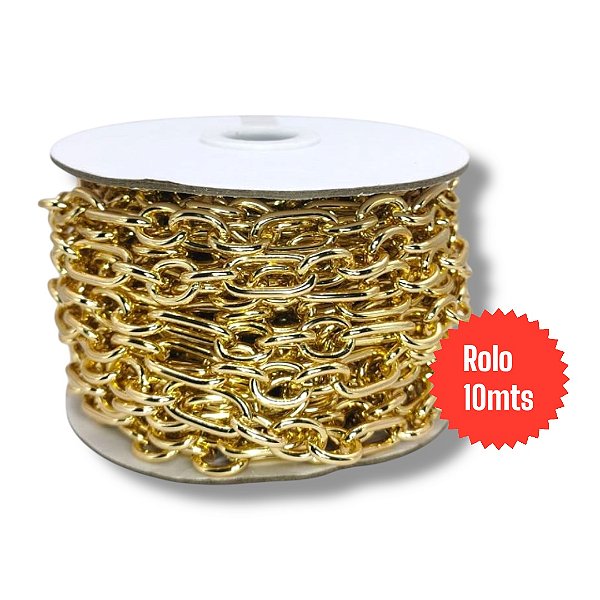 Corrente alumínio 153777 19.8X9.8mm 10mt Dourado