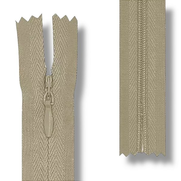 Ziper Invisível Fixo Tela n°3 50cm - Cor Creme Escuro 069/297 10un PD1A