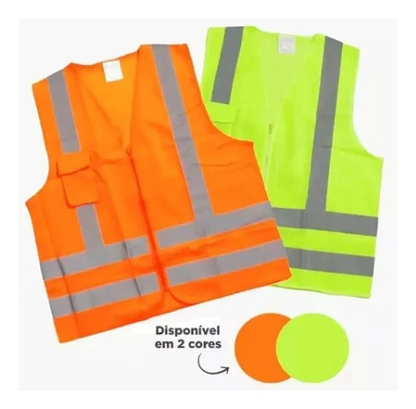 Colete Refletivo Com Bolso Cor Laranja Fluor Tam GG