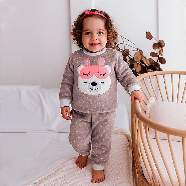 Conjunto fleecê ursinha. Tam: 4 - 8