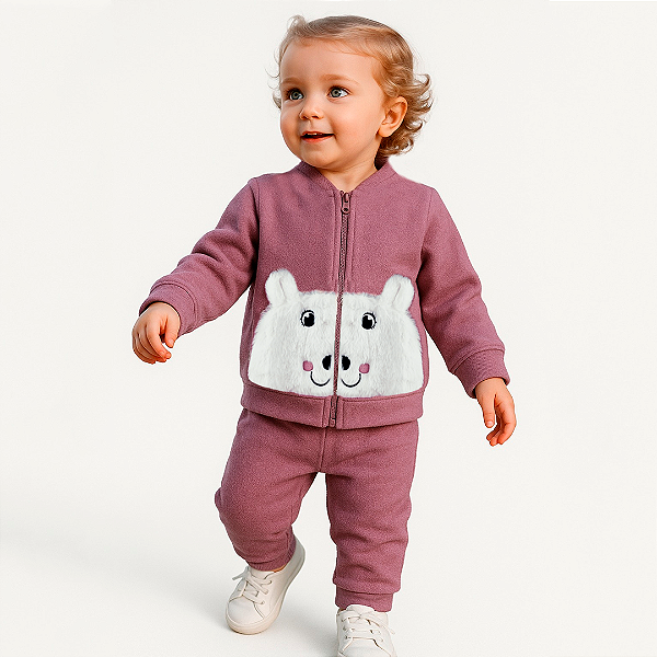 Conjunto urso curioso roxo