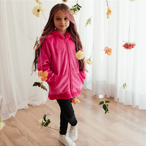 Casaco de veludo pink. Tam: 2