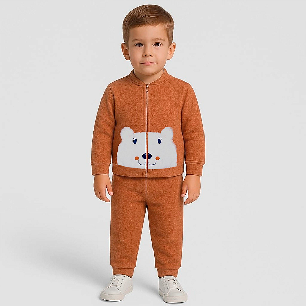 Conjunto urso curioso marrom