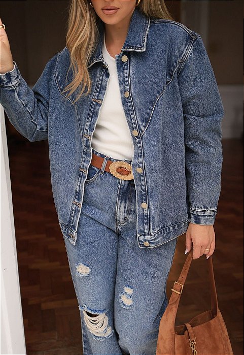 Jaqueta Ampla Boho Dirty Wash