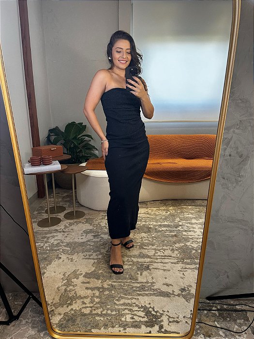 Vestido Sem Alça Pregas