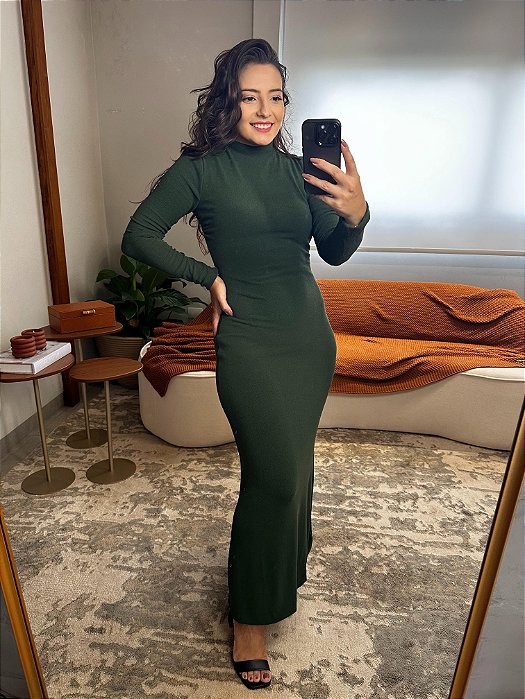 Vestido Golinha Decote Costas Crepe