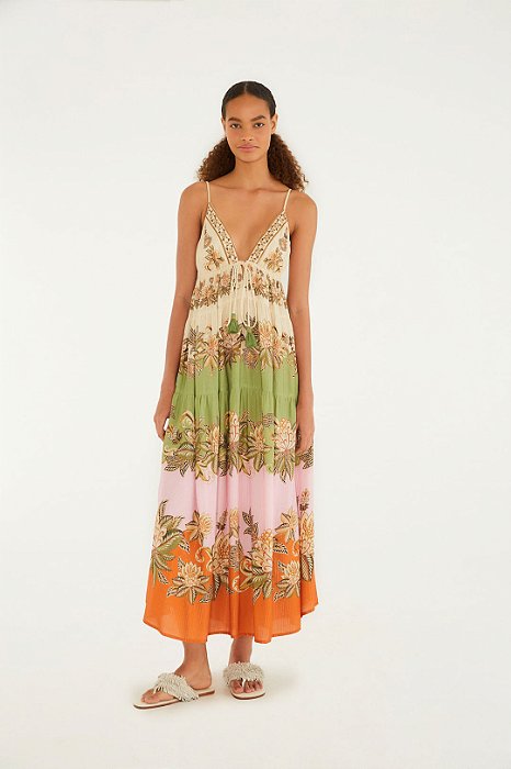 Vestido Longo Estampado Floral Delhi
