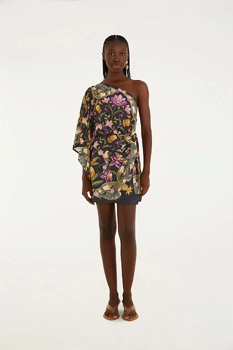 Vestido Ombro Só Lenço Estampado Floral Talita