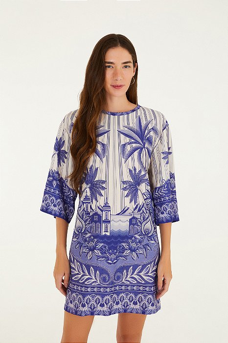 Vestido T-Shirt Big Estampado Afeto Tropical