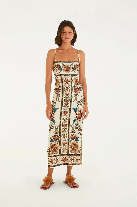 Vestido Midi Estampado Jardim Majestoso