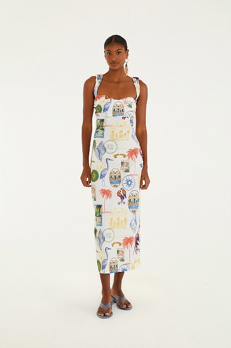 Vestido Estampado Tropical Vintage